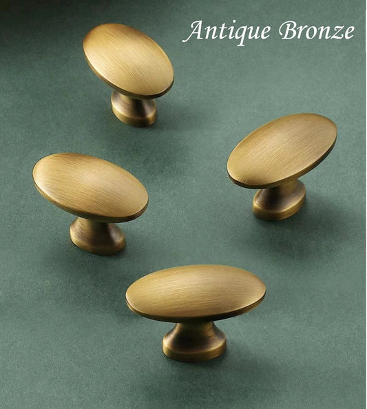 Oval Knobs Solid Brass Drawer Pull Minimalist Modern Cabinet Knob
