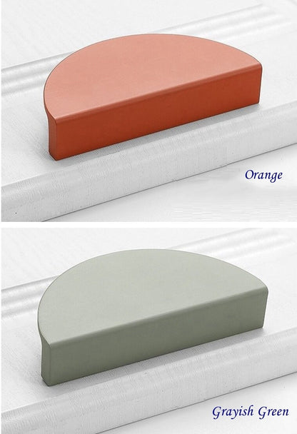 Half Moon Drawer Pulls, 2.5", 5", 6.25" Centers, Gold, Beige, Gray, White, Green, Orange