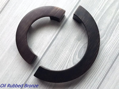 Half Circle Cabinet Handles, MCM Drawer Pulls 3.75" 5" Centers, Gold Nickel Black Bronze