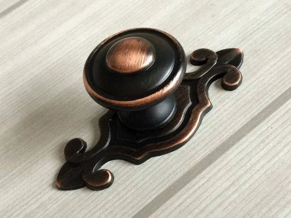 Classic Cabinet Knobs with Backplate, Nickel Bronze Silver Black Pewter