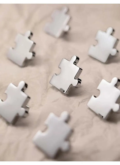 Puzzle Piece Brass Knobs, Nursery Dresser Pull, Kids Cabinet Hardware, Gold Polished Chrome