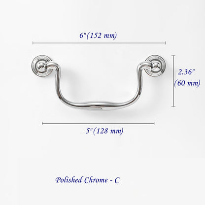 3.75" 5" Centers Brass Swan Neck Bail Pull 96 128 mm Holes | Lynns Hardware