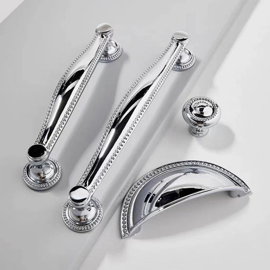 Stylish Polished Chrome Cabinet Handles, Shiny Silver Drawer Cup Pulls