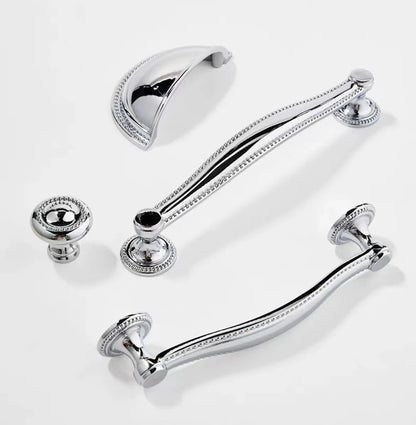 Stylish Polished Chrome Cabinet Handles, Shiny Silver Drawer Cup Pulls