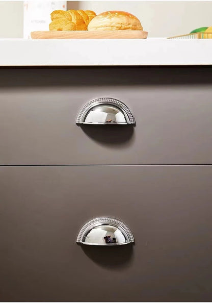 Stylish Polished Chrome Cabinet Handles, Shiny Silver Drawer Cup Pulls