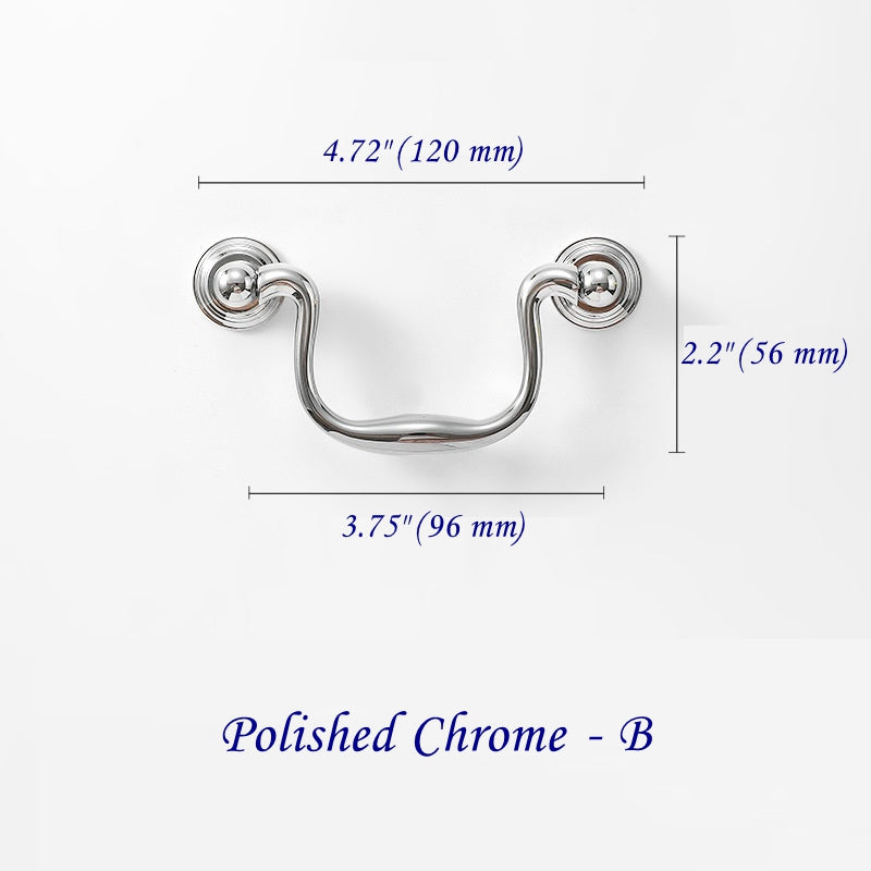 3.75" 5" Centers Brass Swan Neck Bail Pull 96 128 mm Holes | Lynns Hardware