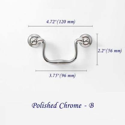 3.75" 5" Centers Brass Swan Neck Bail Pull 96 128 mm Holes | Lynns Hardware