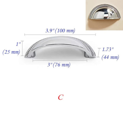 Stylish Polished Chrome Cabinet Handles, Shiny Silver Drawer Cup Pulls