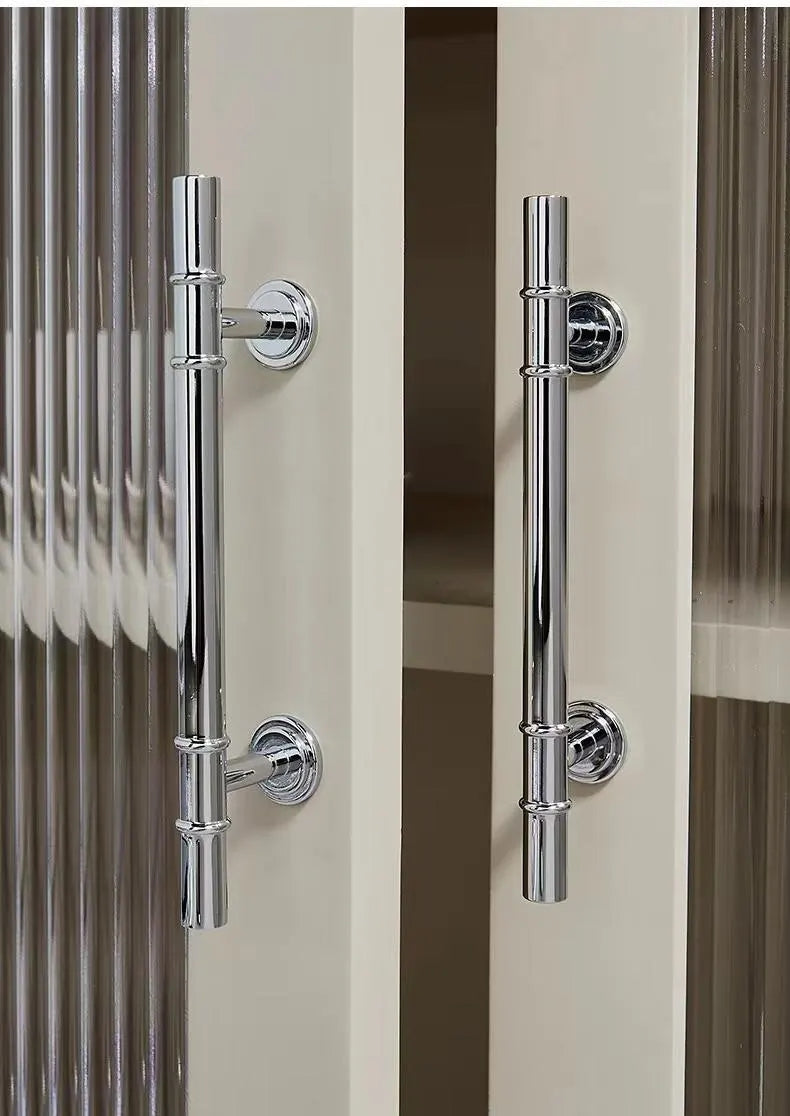 3.75" 5" Brass Cabinet T Bar Handle & Knob, Polished Chrome