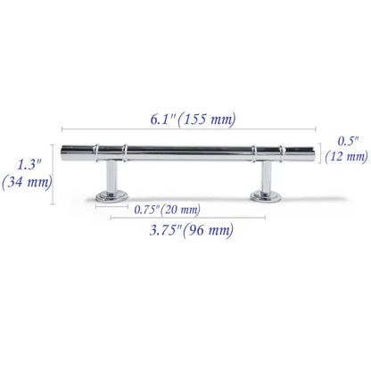 3.75" 5" Brass Cabinet T Bar Handle & Knob, Polished Chrome