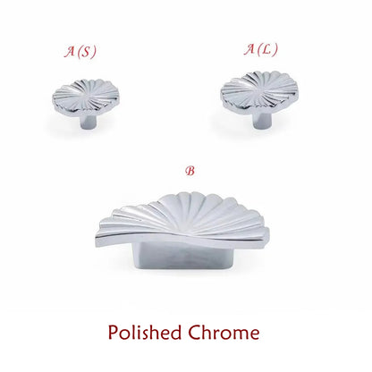 Brass Sunburst Half Circle Drawer Pulls w. Matching Knobs, Contemporary Kitchen Hardware
