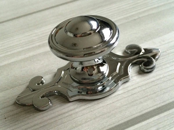 Classic Cabinet Knobs with Backplate, Nickel Bronze Silver Black Pewter