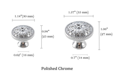 Floral Brass Knobs, Flower Cabinet Pulls, Gold Silver Bronze