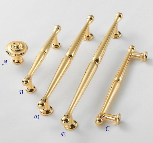 Schrankgriffe und Schubladengriffe aus poliertem Goldmessing | Lynns Hardware