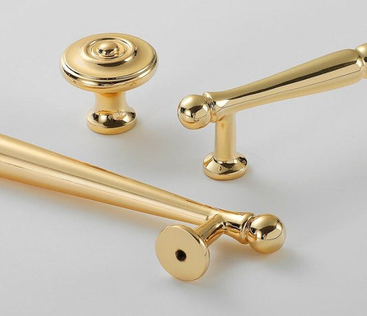 Polished Gold Brass Cabinet Pull, Classic Drawer Handle, Lynns Hardware