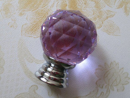 Purple Glass Drawer Knobs, Cabinet Pulls, Diamond Cut, Lila Crystal Kitchen Hardware