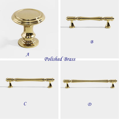 Brass Cabinet Pulls Drawer Knob Kitchen Hardware, Polished Brass, Brushed Brass, Polished Chrome