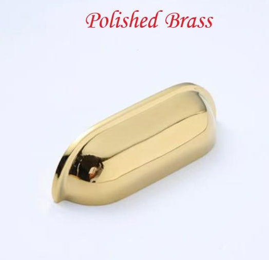 2.5" 64 mm Centers Brass Cup Drawer Pulls, Polished Gold Chrome Bronze