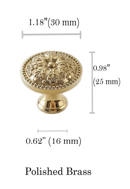 Floral Brass Knobs, Flower Cabinet Pulls, Gold Silver Bronze