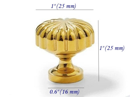 Brass Pumpkin Cabinet Knob, Gold Chrome Antique Bronze