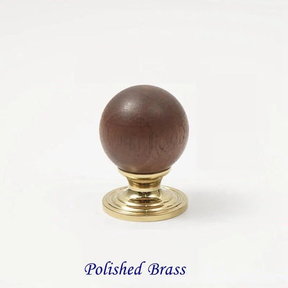 Walnut Wood Brass Cabinet Knobs - Japandi Kitchen Hardware - LynnsHardware