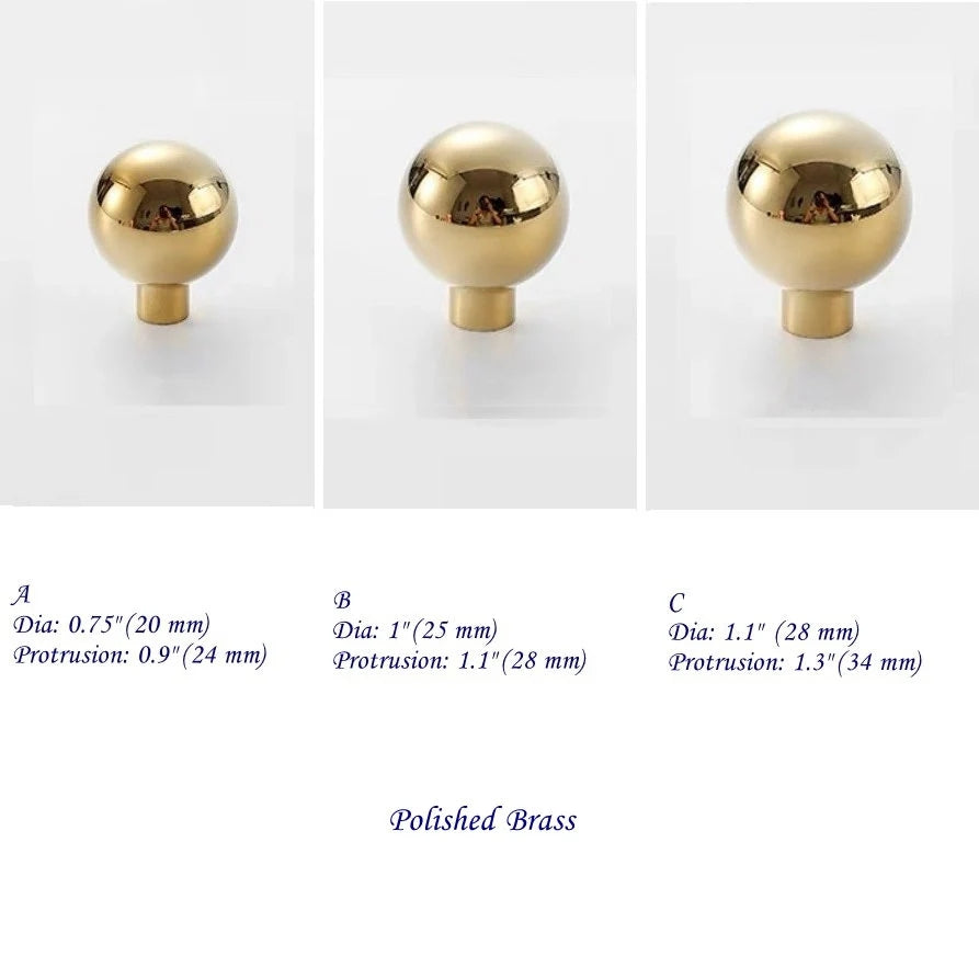 Brass Ball Knobs, Black Gold Chrome Nickel
