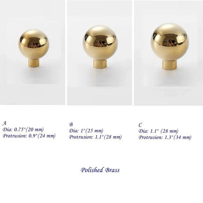 Brass Ball Knobs, Black Gold Chrome Nickel