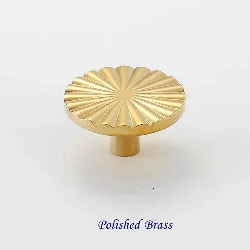 Contemporary Brass Sunburst Circular Drawer Pulls - 4 Finishes