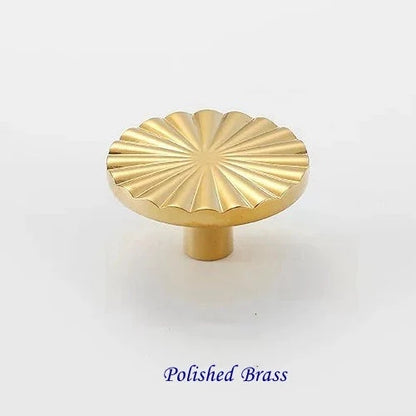 Contemporary Brass Sunburst Circular Drawer Pulls - 4 Finishes
