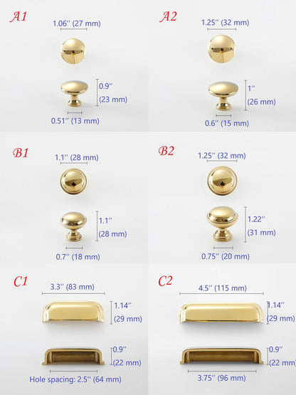 Brass Cup Drawer Pulls 2.5" 3.75" - 6 Finishes | LynnsHardware