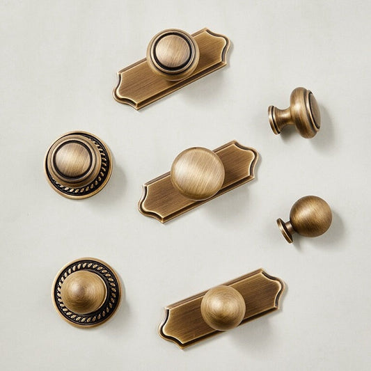 Bronzeknöpfe mit Rückplatte, massives Messing, Küchenschrank-Hardware 