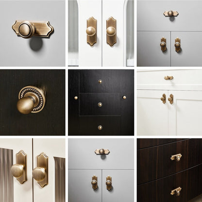 Boutons en bronze avec plaque arrière Quincaillerie d'armoire de cuisine en laiton massif 