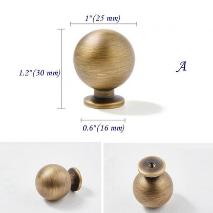 Boutons en bronze avec plaque arrière Quincaillerie d'armoire de cuisine en laiton massif 