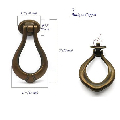 Pendant Ring Drawer Knob Drop Cabinet Pulls Hardware 3 Inch Long
