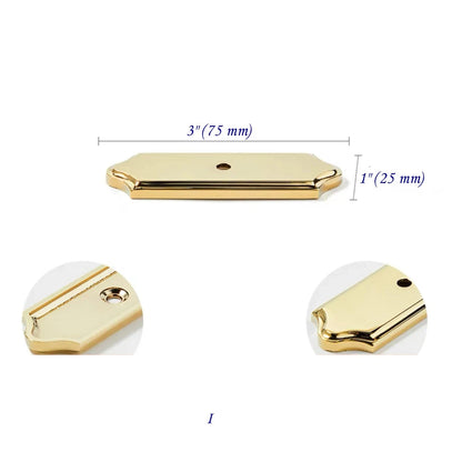 Polished Brass backplate for Drawer Knobs and Cabinet Pulls Hardware 75 mm