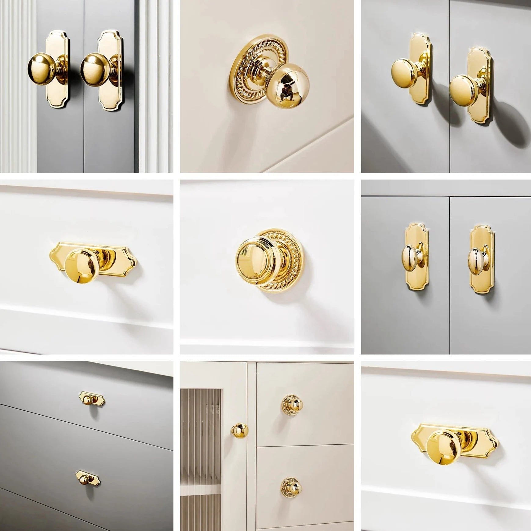 Polished Brass Drawer Knobs Backplate Cabinet Pulls Dresser Handles Kitchen Hardware