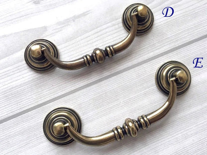 3,5" 4,25" Zentren Antik Silber Swing Bail Griff &amp; Anhänger Drop Ring Pull