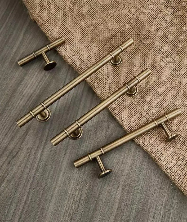 Antique Bronze Brass Cabinet T Bar Handles - 3.75" 5"