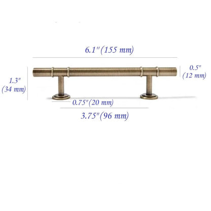 Antique Bronze Brass Cabinet T Bar Handles - 3.75" 5"