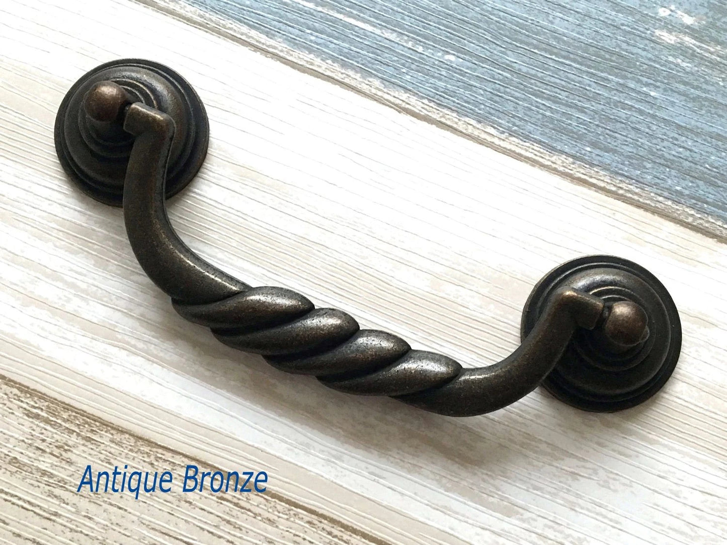 4.5" Antique Bronze Bail Drawer Pulls, Vintage Style,  Antique Pewter, Black