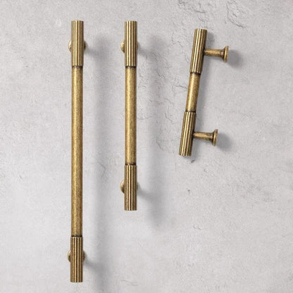 Antique Bronze Fluted Cabinet Pulls, Knurled Drawer Knobs, Kitchen Hardware