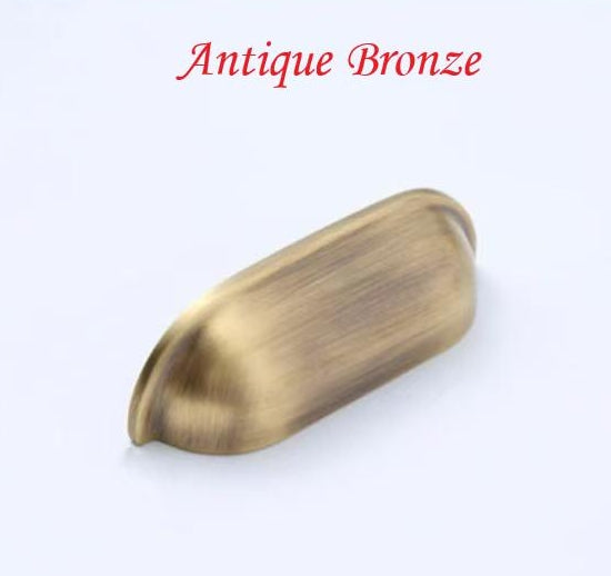 2.5" 64 mm Centers Brass Cup Drawer Pulls, Polished Gold Chrome Bronze