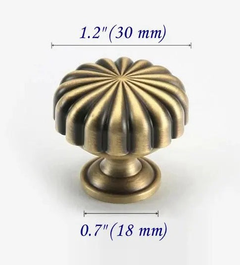 Brass Pumpkin Cabinet Knob, Gold Chrome Antique Bronze