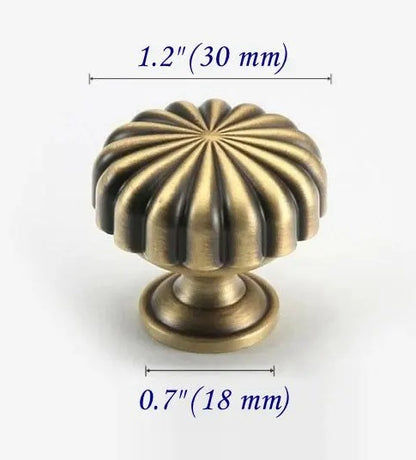 Brass Pumpkin Cabinet Knob, Gold Chrome Antique Bronze