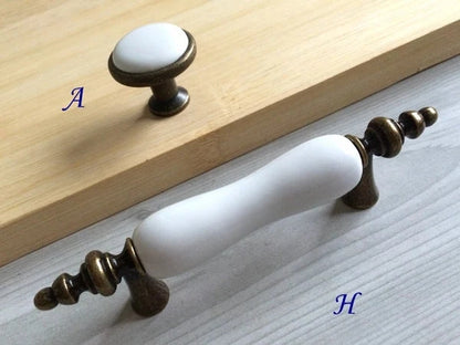 3" 3,75" 5" 6,25 7,5" Porzellan Schubladengriffe Griffe Weiß Antik Bronze Küchentürgriffe