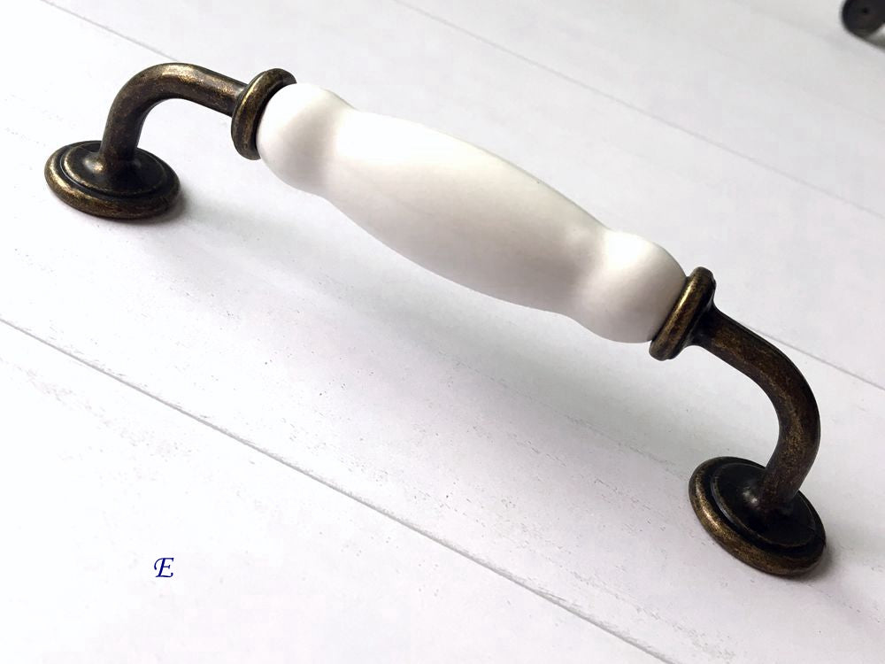 3" 3,75" 5" 6,25 7,5" Porzellan Schubladengriffe Griffe Weiß Antik Bronze Küchentürgriffe
