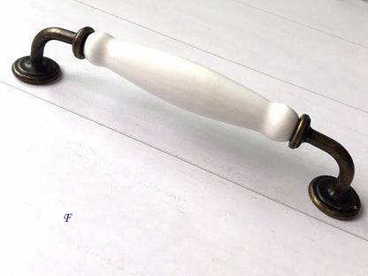 3" 3,75" 5" 6,25 7,5" Porzellan Schubladengriffe Griffe Weiß Antik Bronze Küchentürgriffe