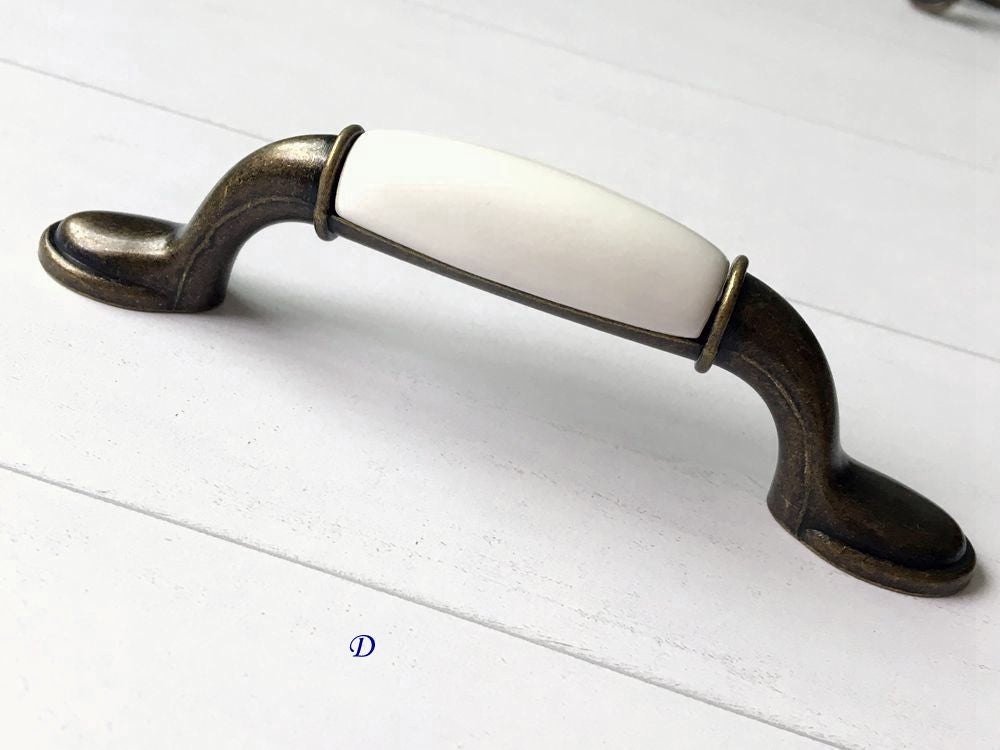 3" 3,75" 5" 6,25 7,5" Porzellan Schubladengriffe Griffe Weiß Antik Bronze Küchentürgriffe