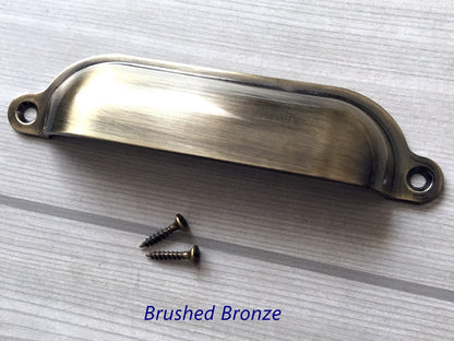 4.75" Cup Drawer Pull, Bin Dresser Handle, Bronze Black Nickel Chrome Silver, Kitchen Cabinet Hardware 4 3/4"
