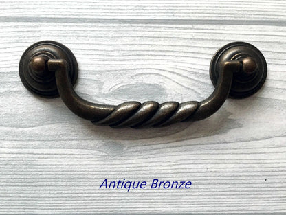 4.5" Drawer Pull Drop Bail, Vintage Style,  Antique Pewter Black Bronze